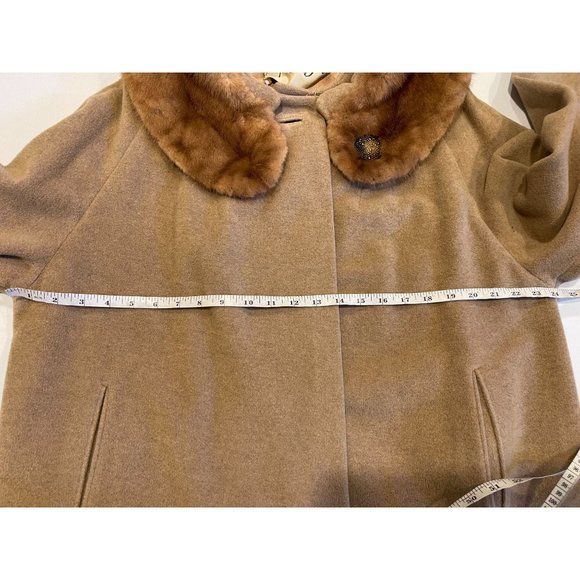 Famous Barr Vintage 1960 Womens Afghan Cashmere Coat Shagmoor Fur Collar Brown L - Picture 6 of 11